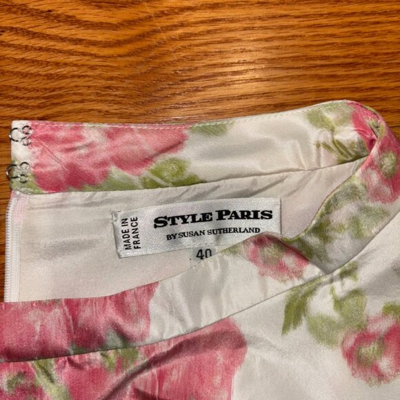 Style Paris by Susan Sutherland 100% Silk Floral Top - Picture 3 of 4